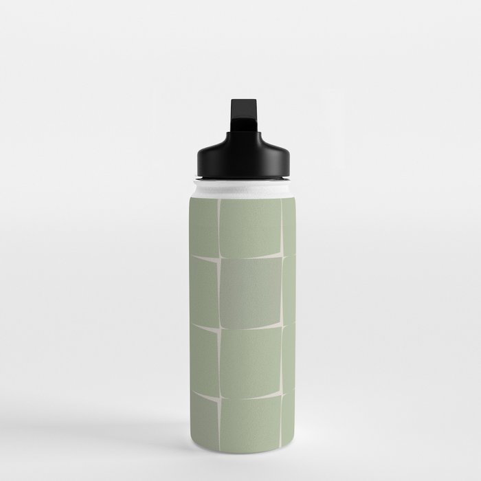 Sage Green Flux Midcentury Modern Check Grid Pattern Water Bottle Gallery Image 3
