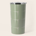 Sage Green Flux Midcentury Modern Check Grid Pattern Travel Mug Gallery Image 1