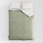 Sage Green Flux Midcentury Modern Check Grid Pattern Comforter Gallery Image 6
