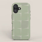 Sage Green Flux Midcentury Modern Check Grid Pattern iPhone Case Gallery Image 1