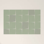 Sage Green Flux Midcentury Modern Check Grid Pattern Welcome Mat Gallery Image 1