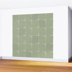Sage Green Flux Midcentury Modern Check Grid Pattern Wall Mural Gallery Image 2