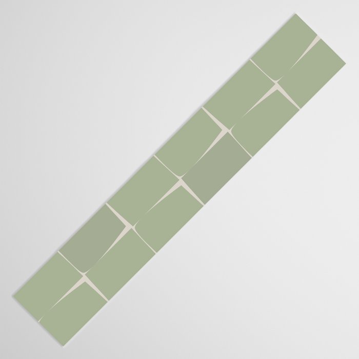 Sage Green Flux Midcentury Modern Check Grid Pattern Table Runner Gallery Image 3
