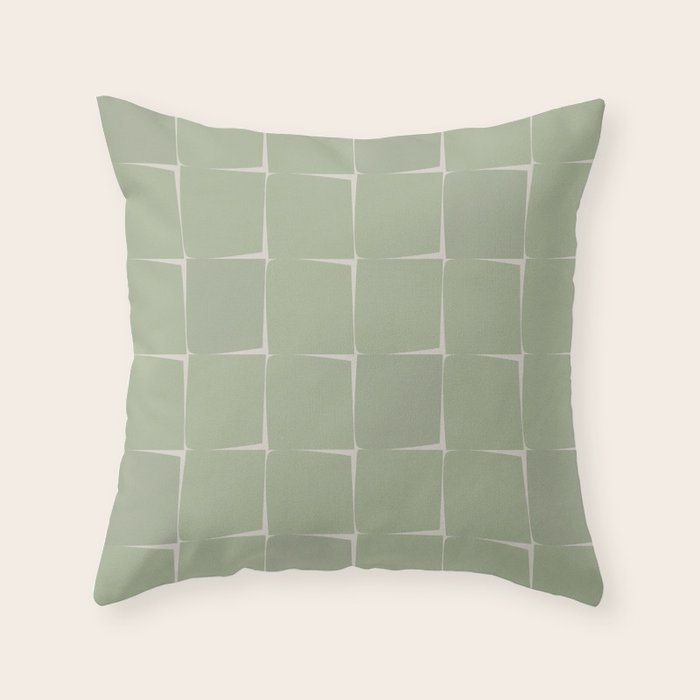 Sage Green Flux Midcentury Modern Check Grid Pattern Throw Pillow Gallery Image 6