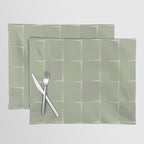 Sage Green Flux Midcentury Modern Check Grid Pattern Placemat Gallery Image 1
