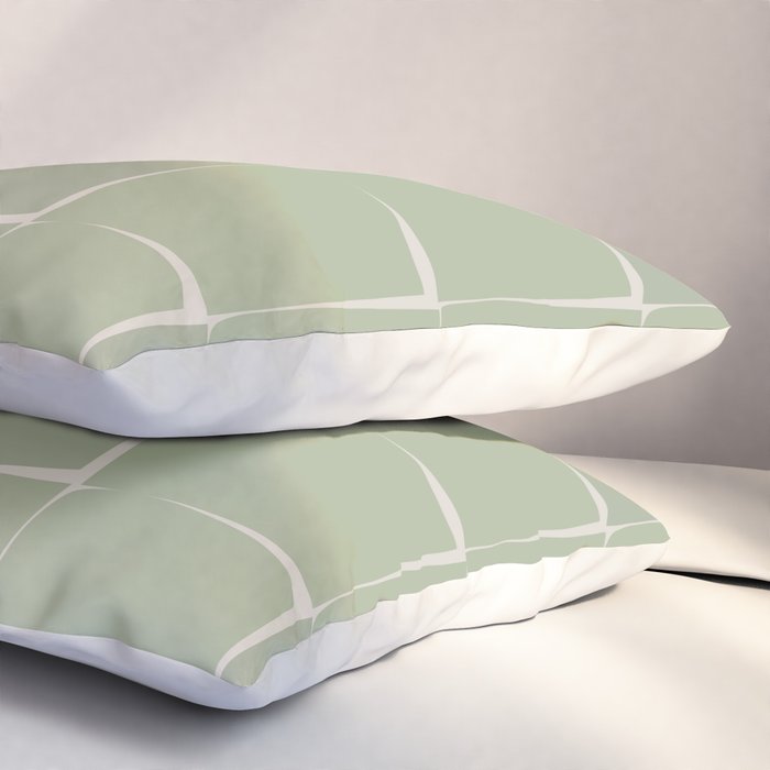 Sage Green Flux Midcentury Modern Check Grid Pattern Pillow Sham Gallery Image 3