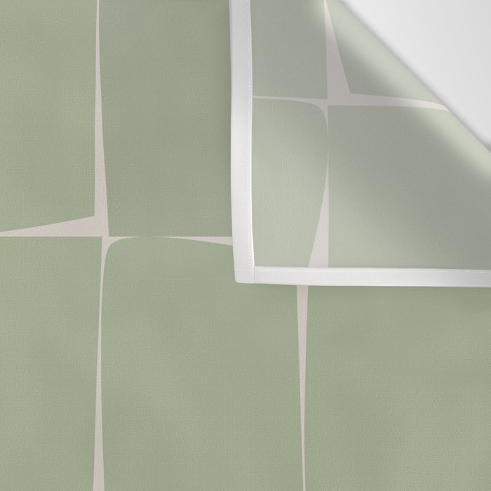 Sage Green Flux Midcentury Modern Check Grid Pattern Wall Tapestry Gallery Image 3
