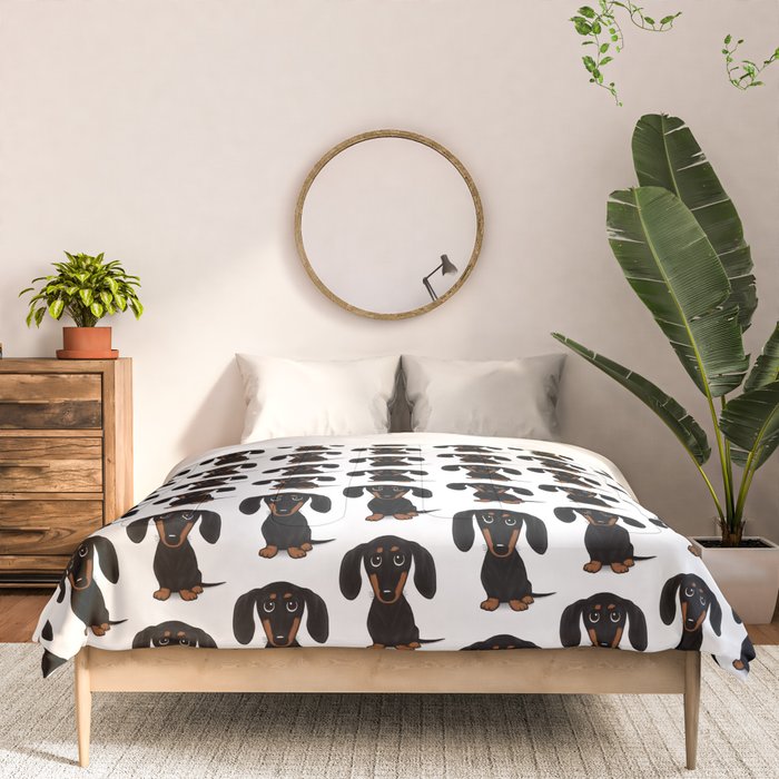 Black and Tan Dachshund | Cute Cartoon Wiener Dog Comforter Gallery Image 3