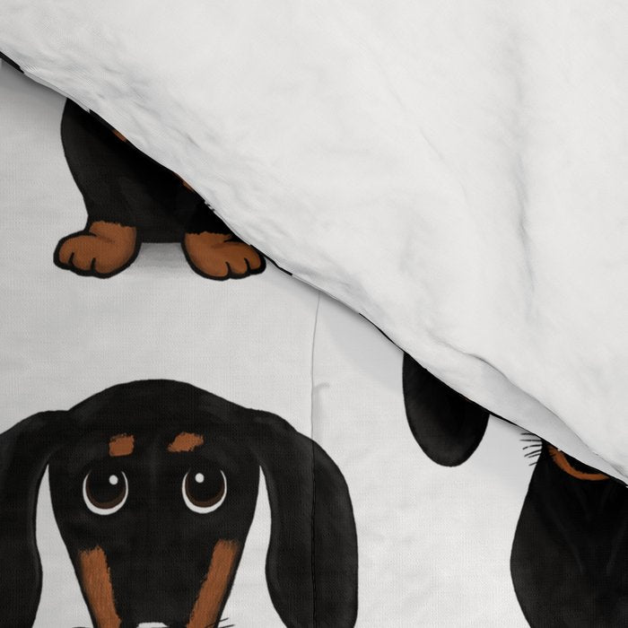 Black and Tan Dachshund | Cute Cartoon Wiener Dog Comforter Gallery Image 4