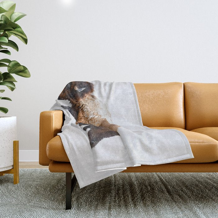 Buffalo In The Snow Throw Blanket Gallery Image 1