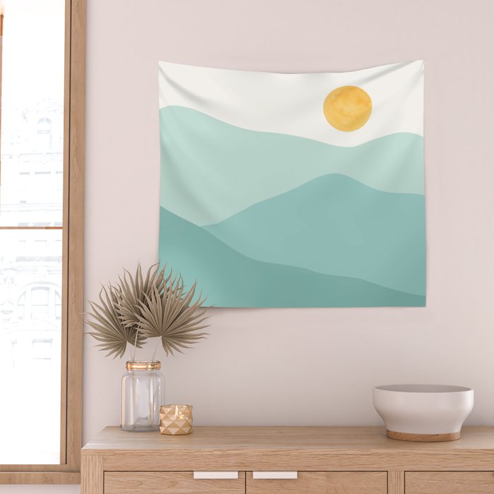 Peaceful Mountain Landscape Wall Tapestry Gallery Image 2