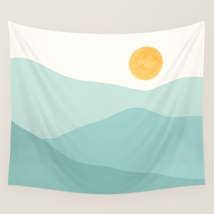 Peaceful Mountain Landscape Wall Tapestry Gallery Image 1