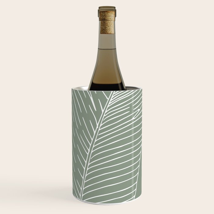 Line Drawing, Green, Palms Print, Boho Wall Art Wine Chiller Gallery Image 2