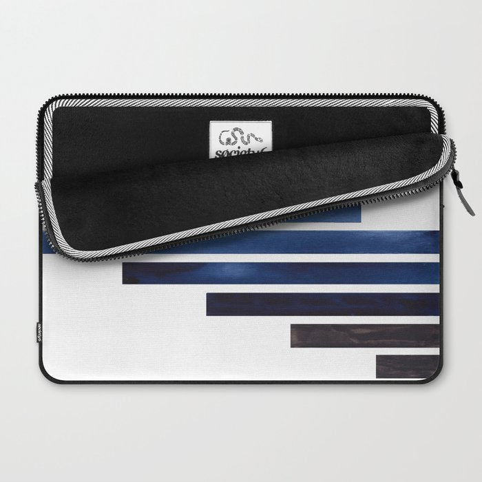 Navy Purple Blue Midcentury Modern Minimalist Staggered Stripes Rectangle Geometric Aztec Pattern Wa Laptop Sleeve Gallery Image 2