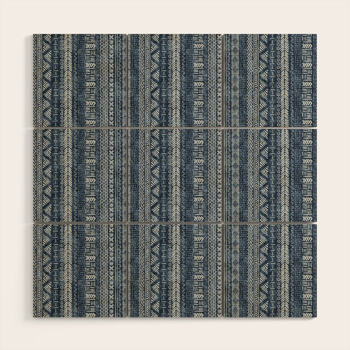 Funky Vertical Stripe in Indigo Wood Wall Art Gallery Image 1