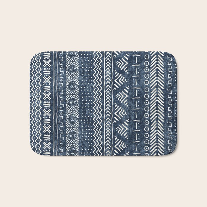 Funky Vertical Stripe in Indigo Bath Mat Gallery Image 1