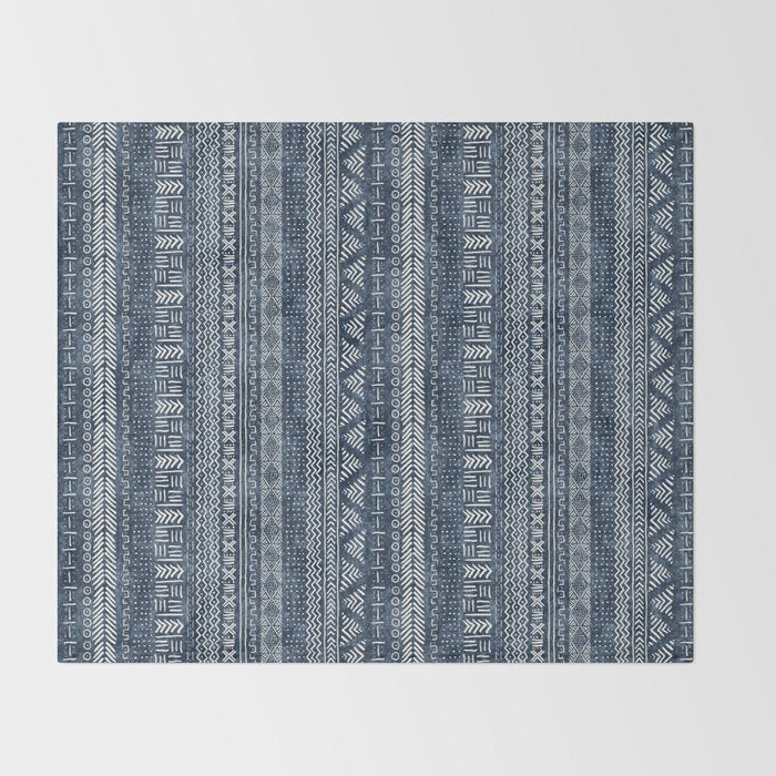 Funky Vertical Stripe in Indigo Throw Blanket Gallery Image 2