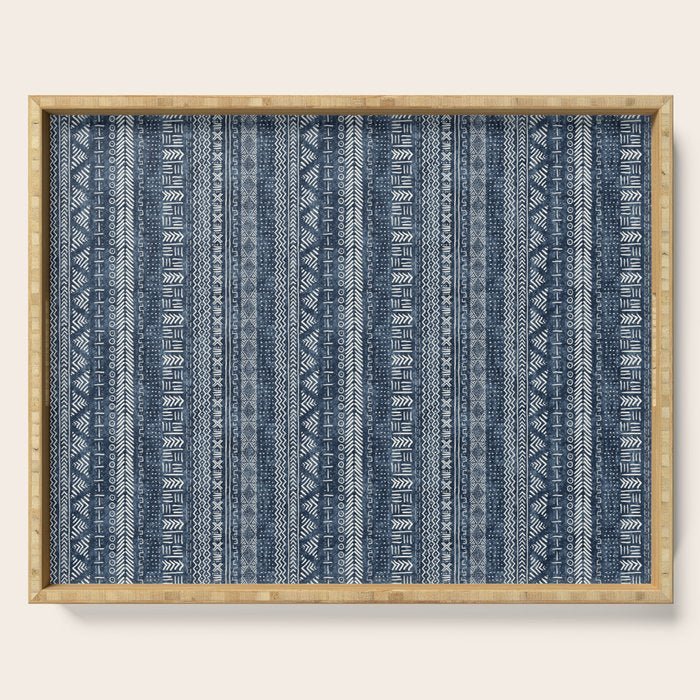 Funky Vertical Stripe in Indigo Serving Tray Gallery Image 1