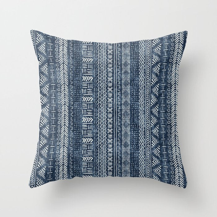 Funky Vertical Stripe in Indigo Throw Pillow Gallery Image 1
