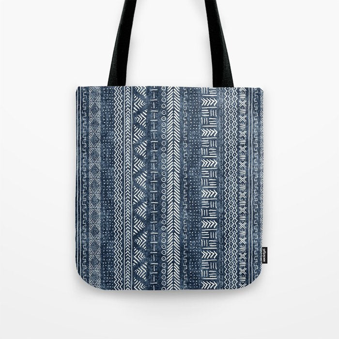 Funky Vertical Stripe in Indigo Tote Bag Gallery Image 1