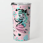 MInt Sugar Pinup Doll Pattern Travel Mug Gallery Image 3
