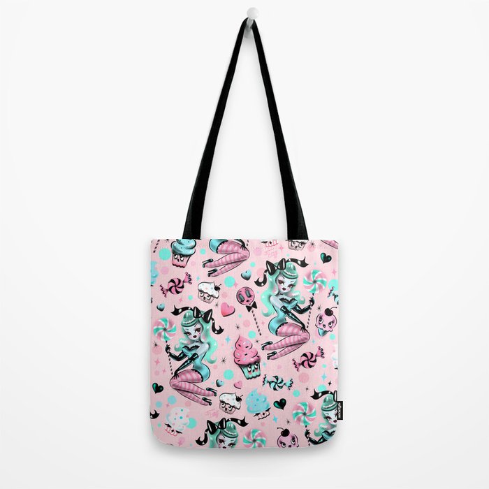 MInt Sugar Pinup Doll Pattern Tote Bag Gallery Image 2