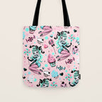 MInt Sugar Pinup Doll Pattern Tote Bag Gallery Image 1