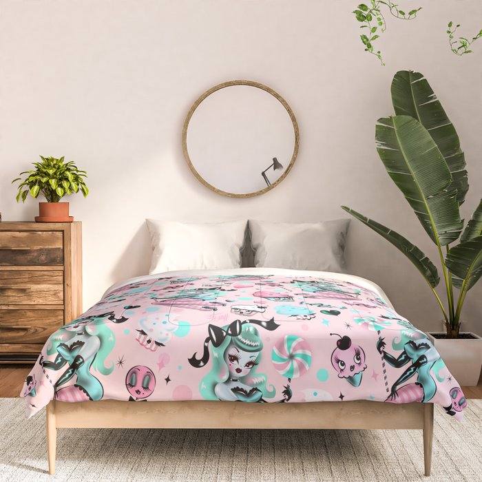 MInt Sugar Pinup Doll Pattern Comforter Gallery Image 3