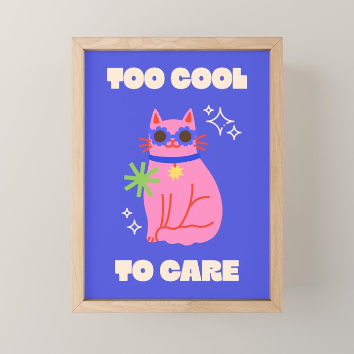 Too Cool To Care Eclectic Cat Print Mini Art Print Gallery Image 1