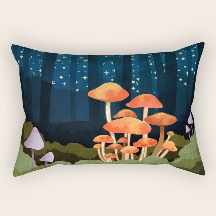 Midnight Mushrooms Rectangular Pillow Gallery Image 1