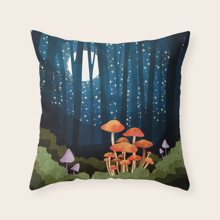 Midnight Mushrooms Throw Pillow Gallery Image 6