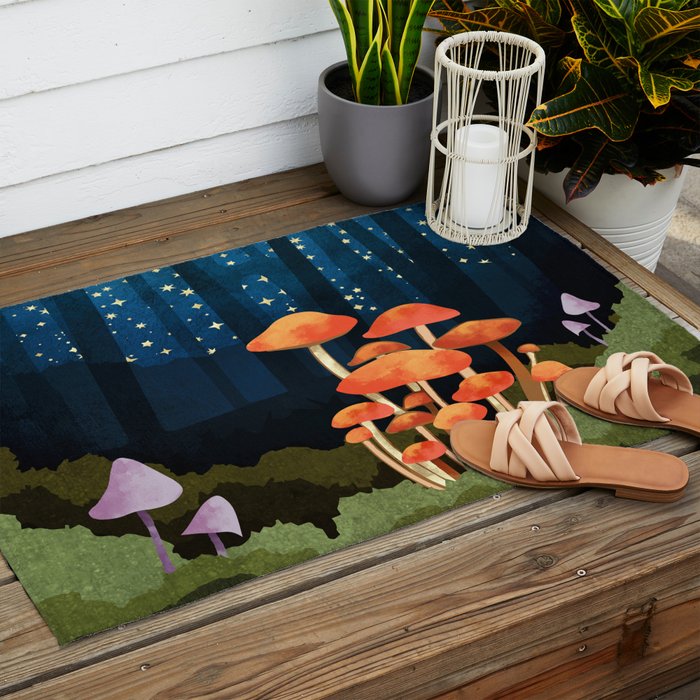 Midnight Mushrooms Outdoor Rug Gallery Image 2
