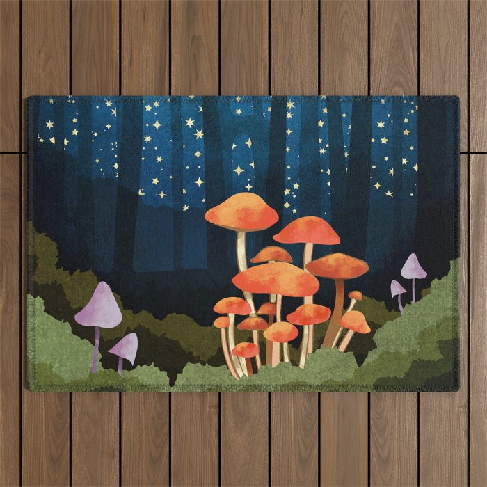 Midnight Mushrooms Outdoor Rug Gallery Image 1