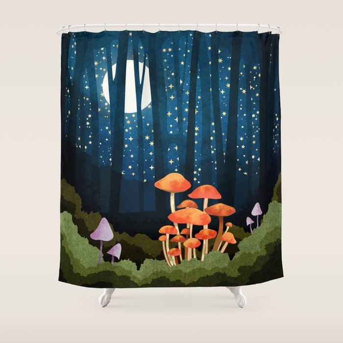 Midnight Mushrooms Shower Curtain Gallery Image 1