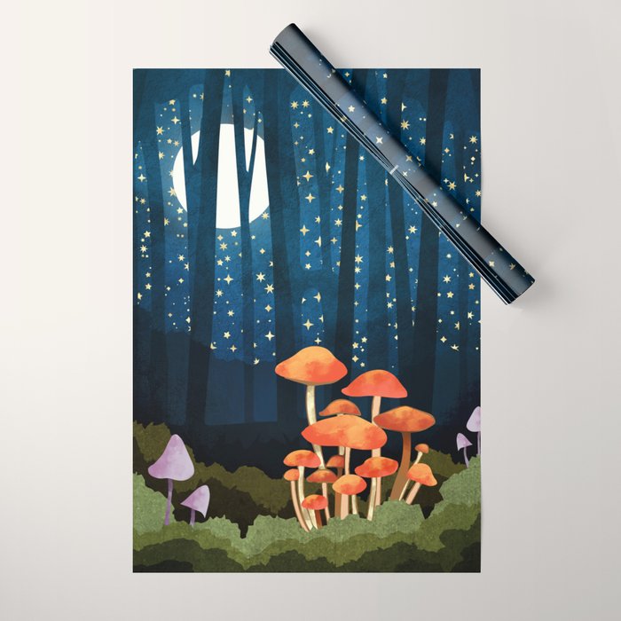 Midnight Mushrooms Wrapping Paper Gallery Image 1