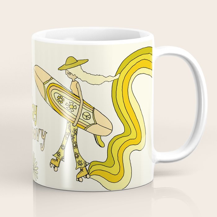 stay groovy rollerskate // retro surf art by surfy birdy Coffee Mug Gallery Image 1