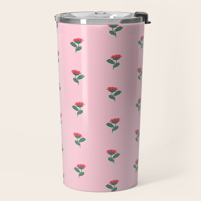 Art Nouveau Single Tropical Flower - Pattern Travel Mug Gallery Image 2