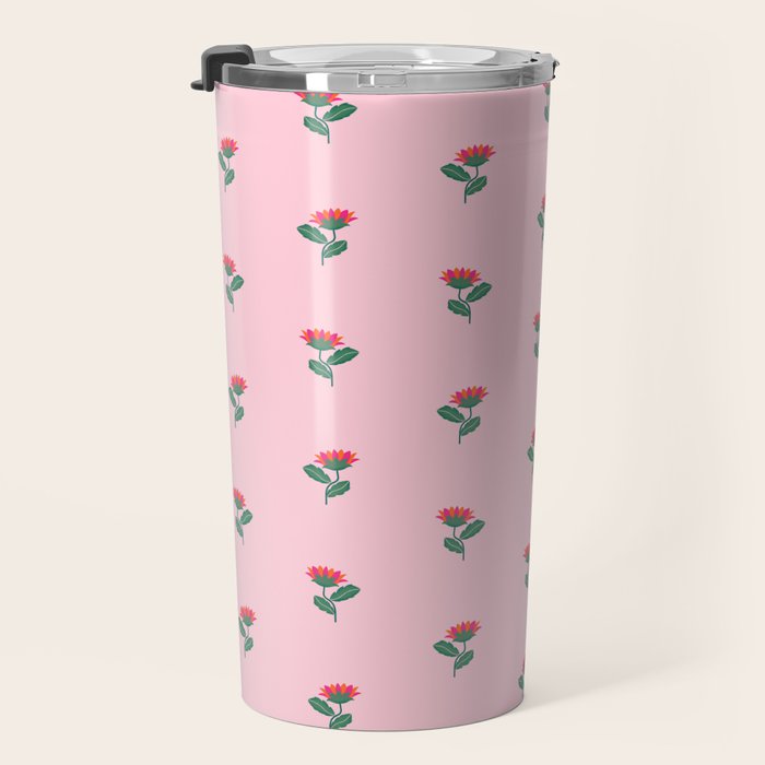 Art Nouveau Single Tropical Flower - Pattern Travel Mug Gallery Image 3