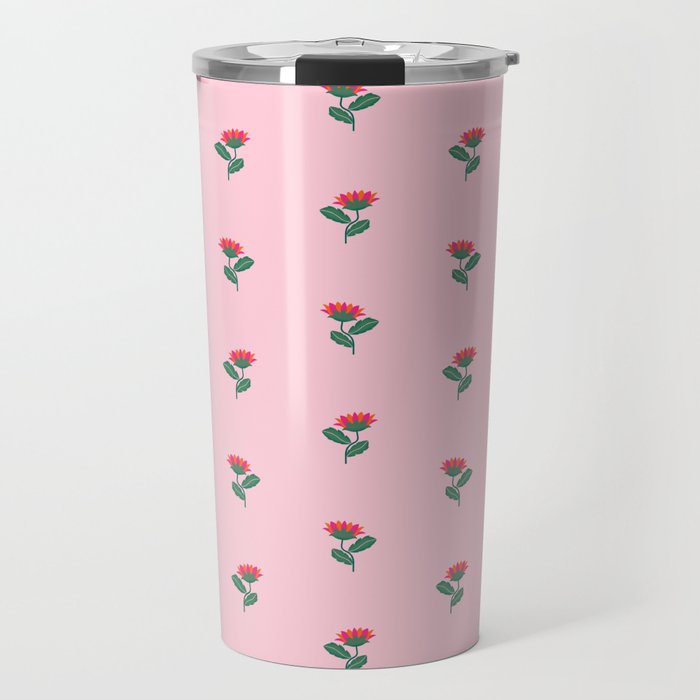 Art Nouveau Single Tropical Flower - Pattern Travel Mug Gallery Image 1