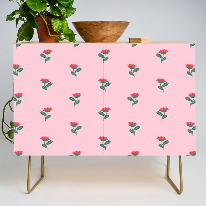 Art Nouveau Single Tropical Flower - Pattern Credenza Gallery Image 1