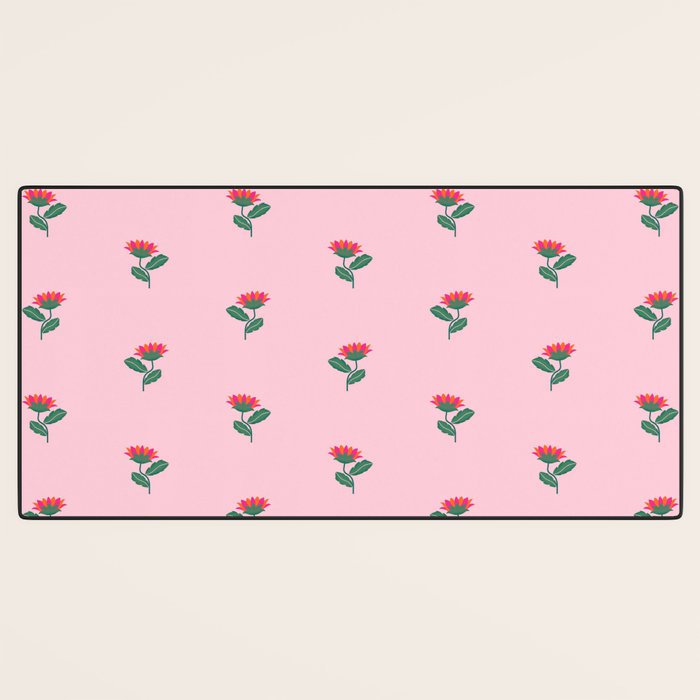 Art Nouveau Single Tropical Flower - Pattern Desk Mat Gallery Image 3