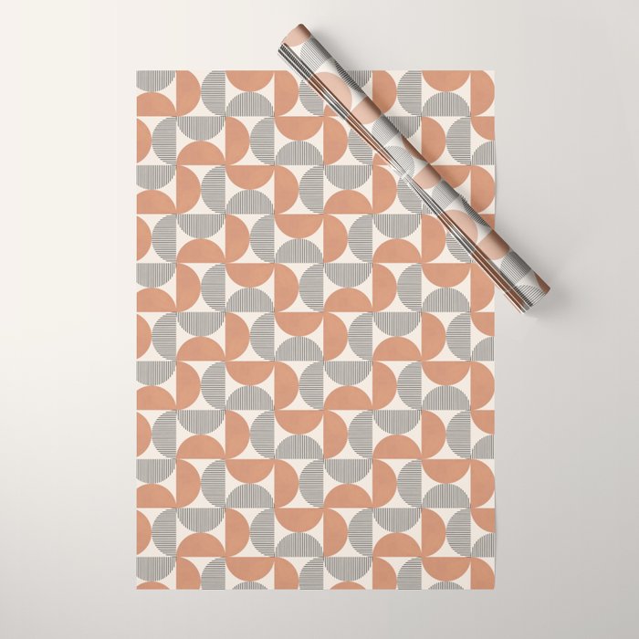 Semicircle Stripes - Terracotta Wrapping Paper Gallery Image 1
