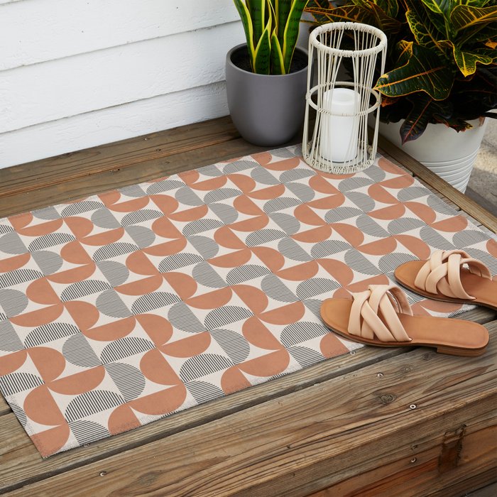 Semicircle Stripes - Terracotta Outdoor Rug Gallery Image 2