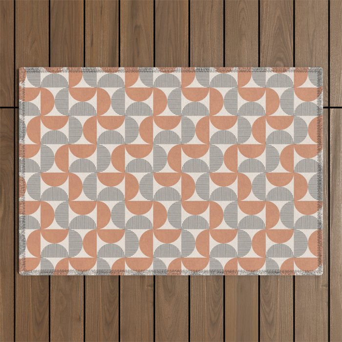 Semicircle Stripes - Terracotta Outdoor Rug Gallery Image 1