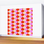 Scale Pattern / Art-deco - Pink, Red and Cream White Wall Mural Gallery Image 2