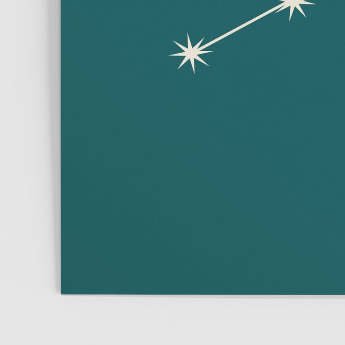 Virgo Zodiac Star Constellation Line Art Deep Teal Poster Gallery Image 3