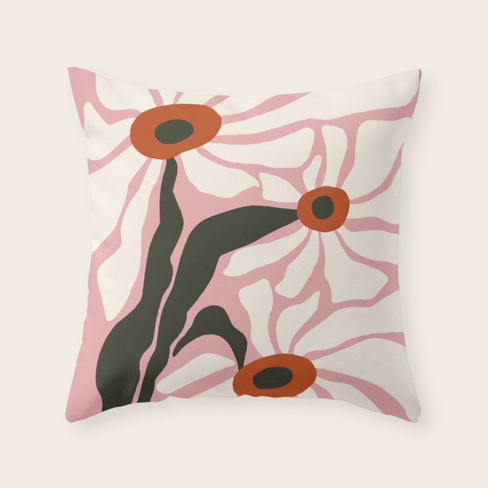 Lazy White Daisies  Throw Pillow Gallery Image 1