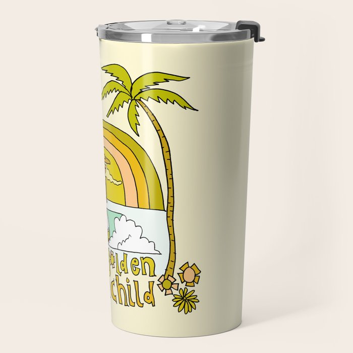 stay golden sun child //retro surf art by surfy birdy Travel Mug Gallery Image 2