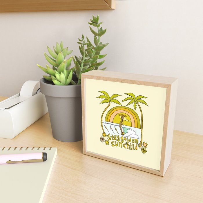 stay golden sun child //retro surf art by surfy birdy Mini Art Print Gallery Image 2