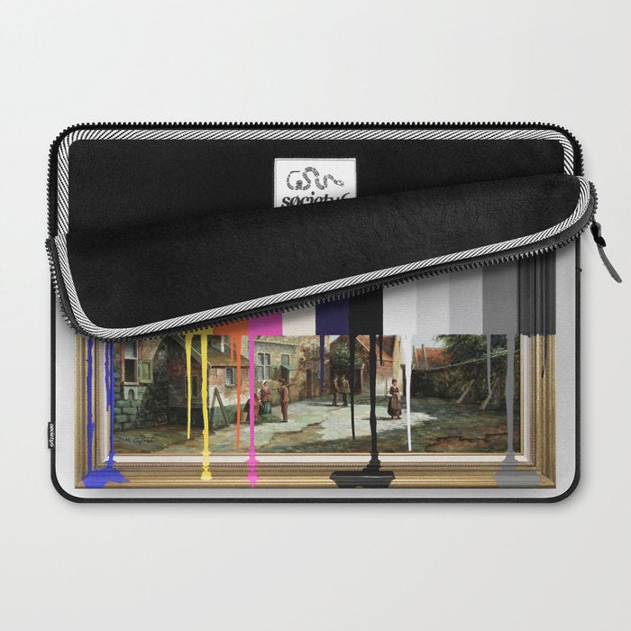 Garage Sale Painting of Peasants with Color Bars Laptop Sleeve Gallery Image 2